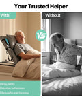 Heavy Duty Electric Lifting Backrest For Bed Supports 661 Lbs With Remote Control Adjustable Sit Up Assist Chair for Elderly To Climb Out Of Bed Easily And Get Lumbar Relief Super Cool, showing elderly man comfortably sitting up.