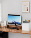 Sturdy 0.9mm Steel Cube Storage Organizer With Door 11 By 11 By 11 Inches Compact Desk Side Cabinet on a wooden desk