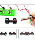 Hands On Electromagnet And Basic Electricity Circuit Kit with green circuit board, wire, and magnet car for STEM learning