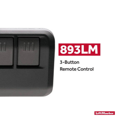 3-Button Garage Door And Gate Remote With Visor Clip, Multi-Opener Control For Up To 3 Openers, half view with product label