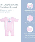 Cozy Cotton Baby Swaddle Transition Sack With Double Zipper For Easy Diaper Changes Safe Back Sleep 3 To 6 Months Sage Green Large 18 To 21 Lbs Soft Sleep Sack That Eases Swaddle Move And Calms Startle Reflex in pink with scooped neckline