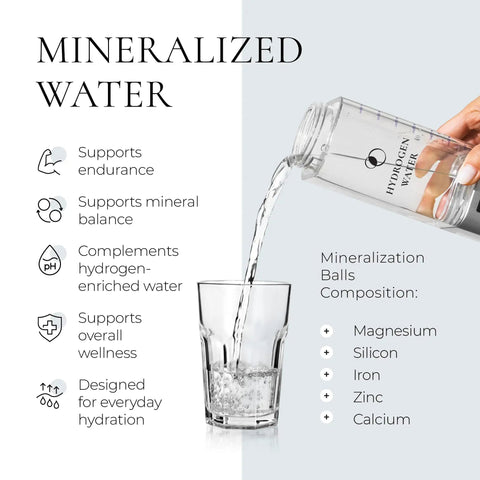 Pouring water from Hydrogen Water Bottle Generator Pro Portable Alkaline H2O Machine With 9000 PPB Quick 3 Minute Cycle Or 18 Minute Max