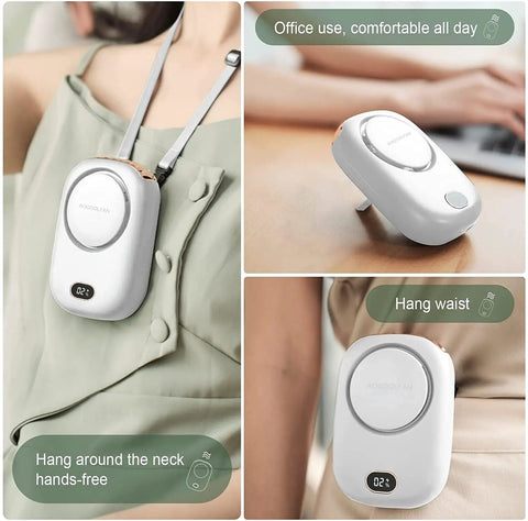 Portable Neck Fan USB Rechargeable 3 Speed Mini Personal Handheld Fan On The Go Travel Makeup Eyelash Care Outdoor Office Women