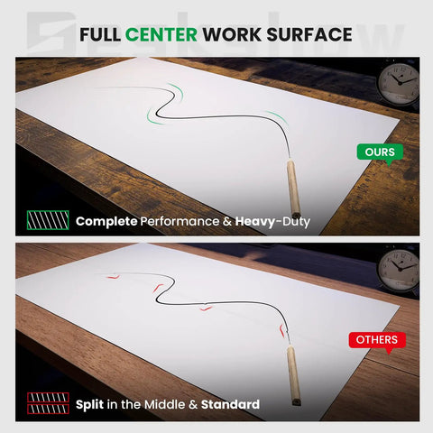 Comparison of full center work surface design for Electric Motorized Sit Stand Desk Adjustable Workstation 48 X 24 Inch.