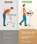 Comparison of manual vs electric height adjustment for Yolezo 24 By 16 Inch Electric Overbed Table With Rolling Wheels.