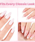 HEMA Free Pink Gel Nail Kit With UV Light Travel Set showcasing classic manicures with light pink bubble gel polish