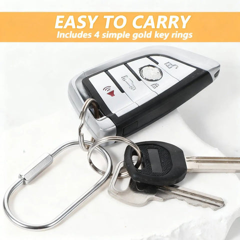 8 Pack Silver Brass Key Rings With Secure Screw Lock Carabiner Keychain Clips And O Rings Set attached to car keys