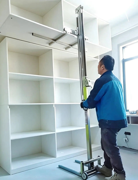 Heavy Duty Portable Fork Lift Manual Stacker With Winch Handles Up To 80kg lifting shelves for cabinet moving in shop.