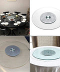 Glass Lazy Susan Turntable For Dining Table 120cm Clear 47 Inch Beast 360 Degree Swivel Rotating Serving Tray on tables.
