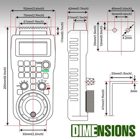 4 Axis USB Mach3 Handwheel Controller With Remote Hand Control For CNC Routers Lathes Engraving And Milling Machines 100PPR Manual Pulse Generator 10 Macro Function Buttons X Y Z A Axis Select Switch Mach3 Software Only