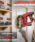 Straight Shooter Cordless Brad Nailer And Staple Gun Pack Includes Two Thousand Nails For Fast Carpentry And Diy Fixes A No Sweat Power Tool with Milwaukee 18V battery