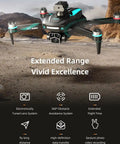 1080P HD Foldable Drone With Gesture Control Remote flying in desert landscape, showing its dual camera and durable build.