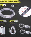 Beefy Heavy Duty Wire Rope Crimping Tool Up To 2.2mm Swaging Kit with wire, aluminum sleeves, and stainless steel thimbles.