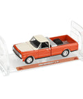 Red 1/64 Scale 1968 Chevrolet C10 Pickup With Toolbox Diecast Truck From Down On The Farm Series 11 in display case.