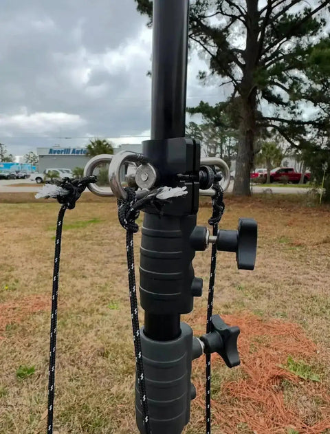 Tall Tripod Stabilization Kit For TST 20 with 3 axis guy wire clamp and ropes in outdoor setup