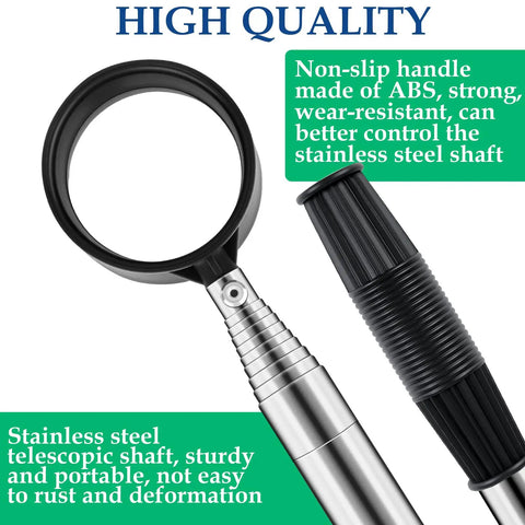 9Ft Telescopic Golf Ball Retriever With Stainless Steel Shaft Water Safe Ball Grabber showing ABS handle and shaft detail