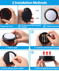 Two installation methods for Four Pack Puck Lights With 13 Color Changeable LEDs, Battery Powered Dimmable Under Cabinet Lights With Remote.