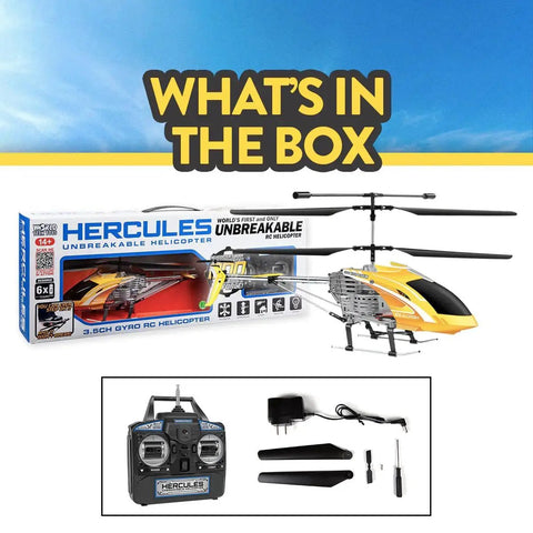 Unbreakable Gyro RC Helicopter With Three Point Five Channel Stability, Ultra Durable Polymer Frame, Red Edition box contents