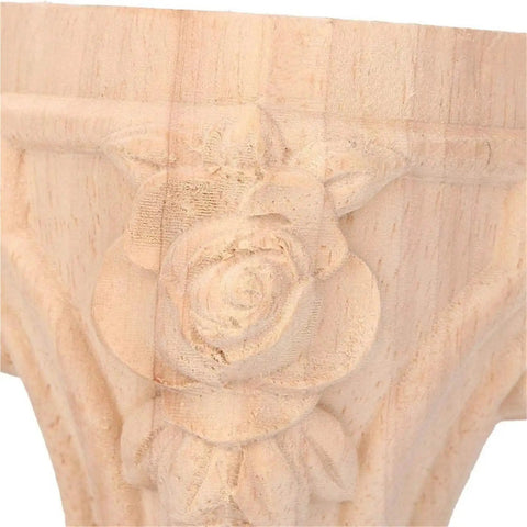 Four Piece Wood Furniture Legs Set Carved Table Feet For Sofa Cabinet And Desk 15x6cm with floral detail