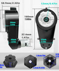 Dimensions of the 2 Pack 24V RS555 High Speed Gearbox Upgrade Kit For Kids Ride On Toys shown with motor and couplers.