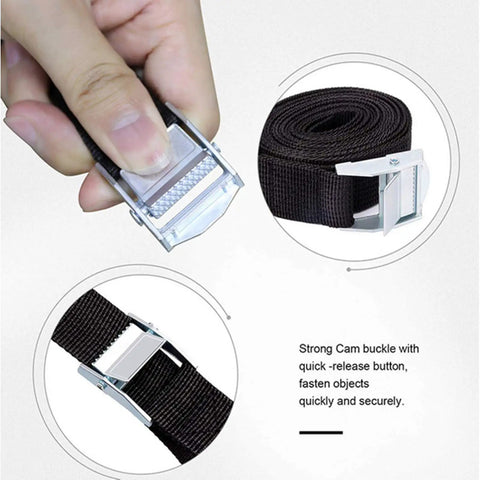 Close-up of zinc alloy cam buckle on Heavy Duty 2 Ft By 1 In Ratchet Strap Set With Cam Buckle, Adjustable Lashing Tie Down Straps, 600 Lb Capacity