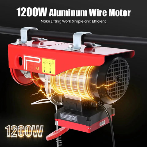 Shop Certified Electric Hoist With Wireless Remote And Twelve Meter Steel Rope 600kg Motorized Winch, 1200W Aluminum Wire Motor.