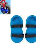 Bike Pedal Stabilizers For Children Tricycle Pedal Supports with non-slip blue foot plates and adjustable straps.