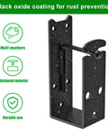 Heavy Duty 2x4 Door Barricade Brackets with Locking U Shaped Bar Holder, black oxide coated bracket