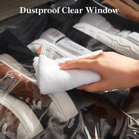 Under Bed Shoe Storage Organizer Two Pack With Clear Viewing Window Low Profile Fabric Closet Bin For Sneakers And Everyday Kicks Foldable Design Sturdy Handles Small Space Saver Fix