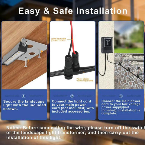 Installation guide for 8 Pack 7 Inch LED Retaining Wall Lights For Landscaping And Hardscape Lit 12V Paver Lights.