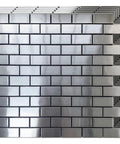Stainless Steel Peel And Stick Backsplash Tiles Set Of 10 Sheets With 3D Metal Subway Silver Brick Mosaic stacked vertically