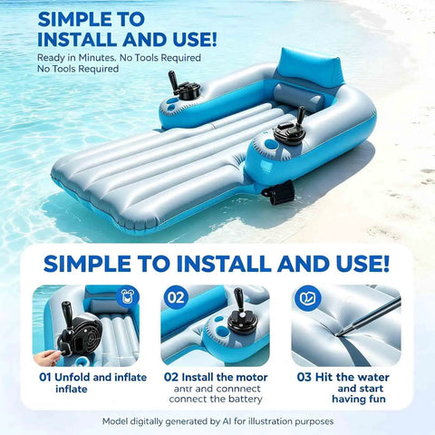 Rechargeable Dual Motor Electric Pool Lounger Inflatable Water Float With Two Motors And Two Storage Compartments setup guide