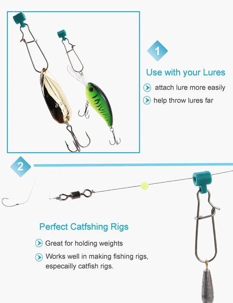 Heavy Duty Fishing Line Sinker Slides For Catfish Rigs Saltwater Surf Fishing And Deep Water Trolling With Duo Lock Snaps