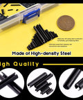 Roll Pin Assortment Kit 416 Pcs 13 Sizes From M1.5 To M6 Slotted Spring Steel Pins With Storage Case displayed on yellow background