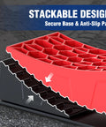 Stackable anti-slip design of Heavy Duty Nine Piece RV Leveling Blocks Kit Rated Eight Thousand Pounds for stability.