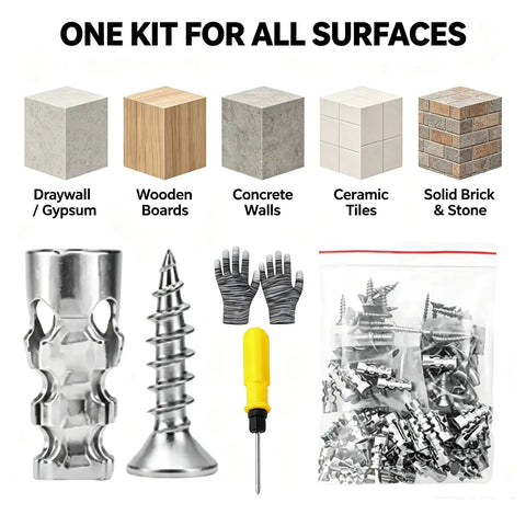 Heavy Duty Self Drilling Drywall Anchors And Screws Kit 14mm Metal Wall Anchors For Solid Mounts Easy Install 150 Piece Set Tough As Nails For Cabinets Shelves And Hangers, zinc-plated iron kit for drywall, brick, tile, concrete