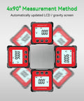 Rechargeable Digital Angle Finder Featuring Straight Up Tough V Shape Magnet And Auto Rotating Backlit Display Built For Weekend Warriors And Diy Hobbyists Demanding Nailed It Precision Daily with multiple displays.