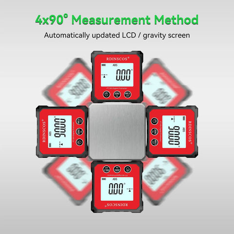 Rechargeable Digital Angle Finder Featuring Straight Up Tough V Shape Magnet And Auto Rotating Backlit Display Built For Weekend Warriors And Diy Hobbyists Demanding Nailed It Precision Daily with multiple displays.