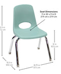 12 Inch School Stack Chair Two Pack Kid Friendly Durable Stackable Student Seat With Chromed Steel Legs And Non Marring Swivel Glides