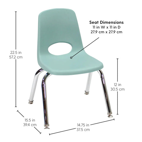 12 Inch School Stack Chair Two Pack Kid Friendly Durable Stackable Student Seat With Chromed Steel Legs And Non Marring Swivel Glides