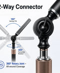 2-way connector showing vertical tilt and 360-degree swivel for Clamp On Dust Collection Boom Arm With 360 Degree Swivel For Woodworking