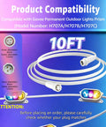 Heavy Duty 10 Foot Extension Cord For Govee Prism Outdoor Lights Plug And Play Three Pin Design with compatibility details.