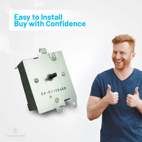 OEM Dryer Timer Replacement For Hotpoint RCA Fits Sears Kenmore DBSR463EG1WW Through DBSR463EG7WW And DBXR300EG0WS Through DBXR300EG3WS Models Easy Plug And Play No Fuss Install with smiling man giving thumbs up