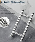 12 Inch Stainless Steel Double Sided Push Pull Door Handle H Shape Brushed Finish For Glass Doors And Wooden Doors 2 Pack Boss Grade, Rock Solid, Easy Install