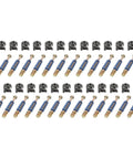 Heavy Hitter 25 Set Furniture Cam Lock Connector Kit With M6x40mm Cabinet Bolts and tough knuckle dowel pins arranged in rows.