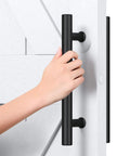 12 Inch Push Pull Sliding Barn Door Handle Double Sided Black Finish Carbon Steel Construction for Easy Inside Outside Operation