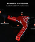 Aluminum brake handle for 22.2mm handlebars, featuring red accents for Upgrade Your Ride With This Heavy Duty Disc Brake Kit For Mountain Road And E Bikes Featuring Aluminum Alloy Hydraulic Mechanical Front Rear Setup Rock Solid Stops Tight Grip.