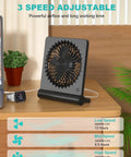 Ultra Quiet 6.8 Inch Desk Fan With Battery And USB Power 3 Speed Portable Travel Fan For Camping And Office on desk