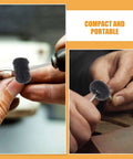 Close-up of 24 Piece Pro Grade Nylon Fiber Buffing Wheel Set With 3mm Shank Drill Polishing Discs in use for metal polishing