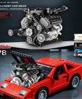 8 Cylinder Visible Engine Kit With App Controls, mini engine model with transparent housing, shown installed in red toy car